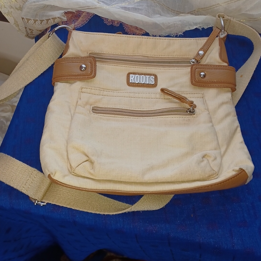 Vintage Roots canvas and leather messenger bag